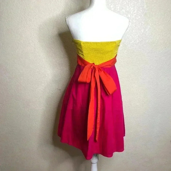 MAEVE Strapless Color Block Dress Smocked back 2 - Picture 3 of 13